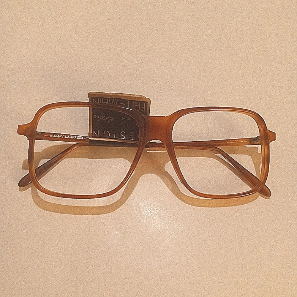 New 1980s Unisex Vintage Oversized Square Robert La Roche Handmade Eyeglasses